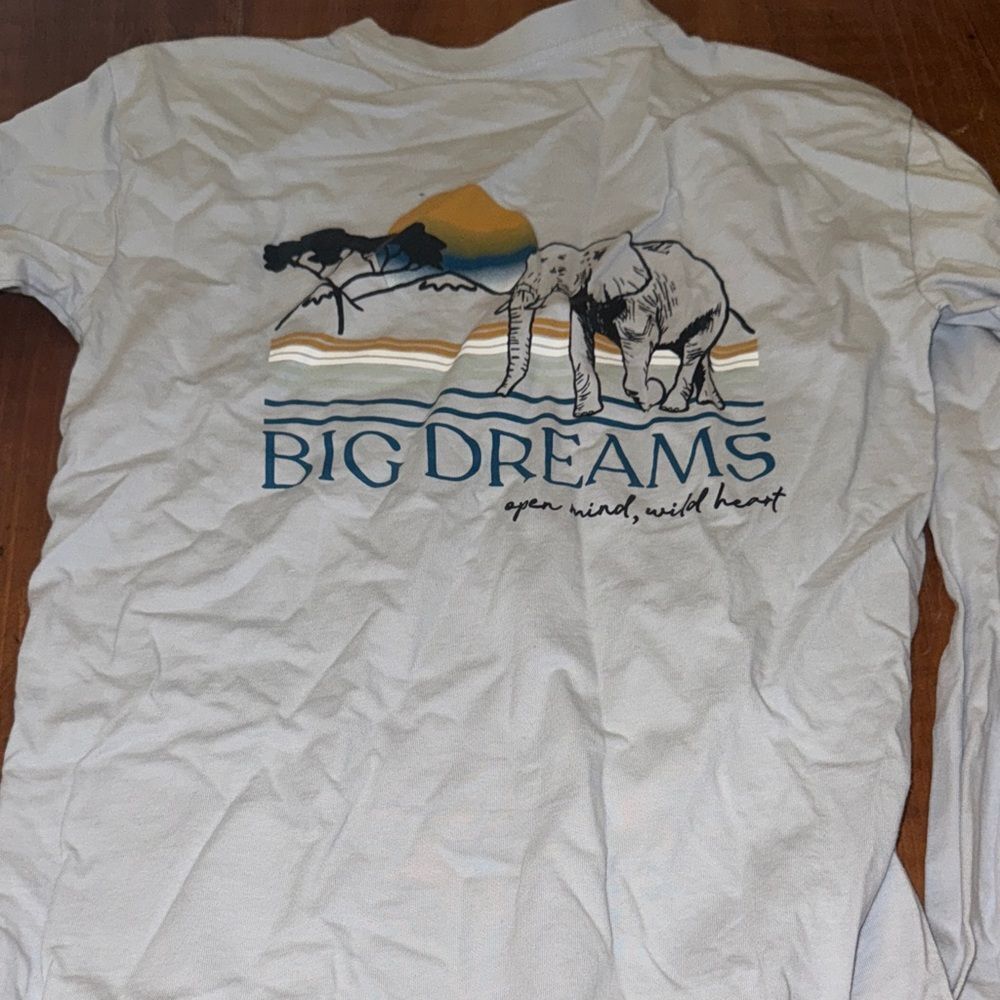 Ivory Ella Light Blue Long Sleeve Tee with Elephant Graphic